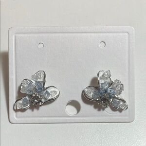 Elegant Silver and Blue Floral Earrings